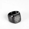Bague pour homme en acier titane noir mat avec emblème de la République française - Taille 7 / Style Emblème Français / Noir
