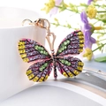 Portachiavi a farfalla scintillante con strass colorati per decorazione di borse - Verde