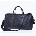 Black leather duffel bag with diamond quilting, dual handles and adjustable shoulder strap - Standard Type / Black