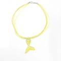 Yellow mermaid tail necklace featuring sparkling resin pendant and matching silk ribbon cord - Yellow (5)