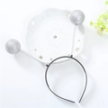 Cerchietto per San Valentino con palline argentate glitterate e molle metalliche flessibili - Sfera in schiuma glitterata argento