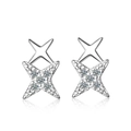 Orecchini a perno minimalisti a stella d'argento con zirconi cubici scintillanti - Argento