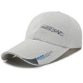 Cappellino da baseball sportivo grigio chiaro con visiera lunga e stampe grafiche - Regolabile / Bianco