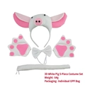 5-piece white pig costume set for kids including headband paws bow tie and plush tail - 3D White Pig 5-Piece Set (Headband+Bowtie+Tail+Gloves)