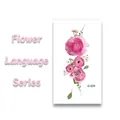 Waterproof temporary tattoo featuring pink ranunculus flowers and green leaves Q-029 - 6*10.5cm / Pink Ranunculus Mix (Q-029)