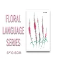Pink floral waterproof temporary tattoo sticker with green leaves, model Q-028, 6x10.5cm - 6*10.5cm / Long Strip Fresh Floral (Q-028)
