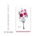 Floral tattoo sticker with vintage rose and purple key design, size 6x10.5cm Q-030 - 6*10.5cm / Vintage Floral Key Style (Q-030)