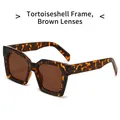 Vintage tortoiseshell square sunglasses with tea lenses and three silver rivet details - Tortoiseshell Frame Tea Lens