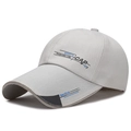 Cappellino da baseball grigio in tela con visiera lunga e stampe sportive alla moda - Regolabile / Beige Chiaro