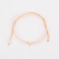 Bracelet cordon tressé minimaliste avec breloque cœur dorée et nœuds de serrage réglables - Or (Corde Kaki)