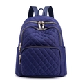 Sac à dos femme bleu marine en nylon matelassé avec fermetures éclair dorées - Bleu foncé