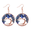 Handmade Tree of Life earrings with copper wire wrap and blue natural crystal stones - Blue Sodalite