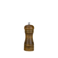 Single dark wood pepper grinder with adjustable ceramic core and top metal knob - Bag Packaging / 5 Inch / Antique Silver