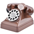 Vintage brown rotary phone piggy bank with elegant polished finish and glossy details - Short Retro Telephone Brown