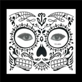 Waterproof Day of the Dead black skull face tattoo sticker for Halloween makeup - HFS023