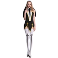 Costume da cosplay da suora bianco e nero con croce ricamata in oro e calze coordinate - M / Set Costume Nero (Copricapo/Maniche/Calze)