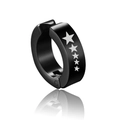 Black punk titanium steel hoop clip-on earring with five-pointed star pattern - Five Stars