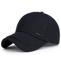 Berretto da baseball in cotone nero con emblema in metallo SPORTS sul lato - Regolabile / Blu Notte