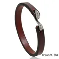 Bracciale vintage in vera pelle marrone scuro da uomo con chiusura a gancio a S 21,5cm - Marrone / 21.5cm