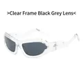 Lunettes de soleil Y2K futuristes avec monture transparente et verres gris foncé - Monture Transparente Verres Gris Noir