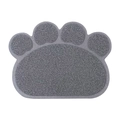 Grey PVC paw-shaped pet litter mat with anti-slip mesh texture for cats and dogs - Paw Shape / Gray
