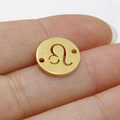 Golden stainless steel Leo zodiac pendant with hollow circular design for DIY jewelry - Leo Style (Gold 5)