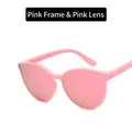 Runde Katzenaugen Sonnenbrille für Kinder mit rosa Rahmen und rosa Spiegelgläsern - Rosa Rahmen Rosa Spiegel