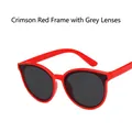 Kids round sunglasses with stylish bright red frame and dark grey tinted lenses - Red Frame Gray Lens