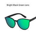 Runde Kindersonnenbrille in glänzendem Schwarz mit grünen verspiegelten Gläsern für Kinder - Glänzendes Schwarz Grüner Spiegel