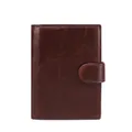 Portefeuille pour hommes en cuir véritable marron foncé avec pli vertical et bouton - 2063 Café Ciré