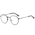 Classic round metal eyeglasses in matte black finish with anti-blue light clear lenses - C11 With Black Frame And Anti-blue Light