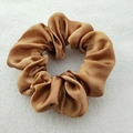 Elegant bronze satin scrunchie made of premium silk-like fabric for hair styling - Bronze Gold