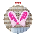 Pink polka dot and light pink bow hair clip shown with a ruler for size reference - 5.5*6cm / Light Pink