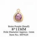 Pendente a goccia con gemma viola retrò e cornice dorata 8x11mm per gioielli fai-da-te - Piccolo (8*11MM) / Viola Vintage