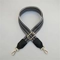 Tracolla intrecciata geometrica bianca e nera stile etnico con moschettoni in metallo oro - Nero + Nero