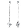 Boucles d'oreilles pendantes cube géométrique en argent avec zircon brillant pour femmes - Cuivre / Cuivre Plaqué Or Blanc (ED708)