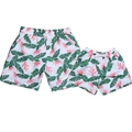 Pantaloncini da bagno coordinati per famiglia con stampa tropicale su base bianca - Bambino 104 / Verde Floreale