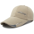 Adjustable light khaki sports baseball cap with minimalist letter print and long brim - Beige