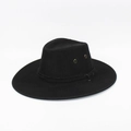 Detail of black woven cowboy hat with decorative rope and metal ventilation eyelets - Black