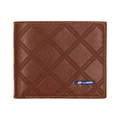 Braune Herrenbörse aus Leder mit Rautenprägung und Metall-Logo im kurzen Bifold-Stil - Hellbraun