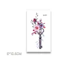 Waterproof temporary tattoo sticker with vintage flower and key pattern, model Q-031 - 6*10.5cm / Vintage Rose Key Style (Q-031)