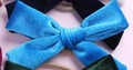 Handmade velvet bow hair clips in blue, dark green and black colors for girls - Blue