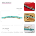Blue marble acetate hair barrette with spring clip, measures 10.5cm long for women - Green