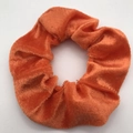 Single premium orange velvet scrunchie for hair with a soft glossy texture - Orange