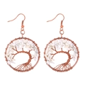 Handmade life of tree wire wrapped earrings with white natural crystal stone chips - White Howlite