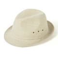 Classic beige checkered fedora hat featuring breathable metal vents and woven fabric - 57cm / Beige (Linen Style)