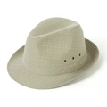 Chapeau fedora classique beige clair avec texture mesh et œillets d'aération - 57cm / Cyan (Style Lin)