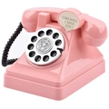 Pink retro telephone piggy bank with rotary dial for creative home decor and gift - Short Retro Telephone Pink