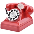 Retro red telephone piggy bank with rotating dial and vintage finish for desktop decor - Short Retro Telephone Red