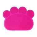 Rose red paw-shaped PVC cat litter mat with non-slip loop wire texture for pet paws - Paw Shape / Rose Red